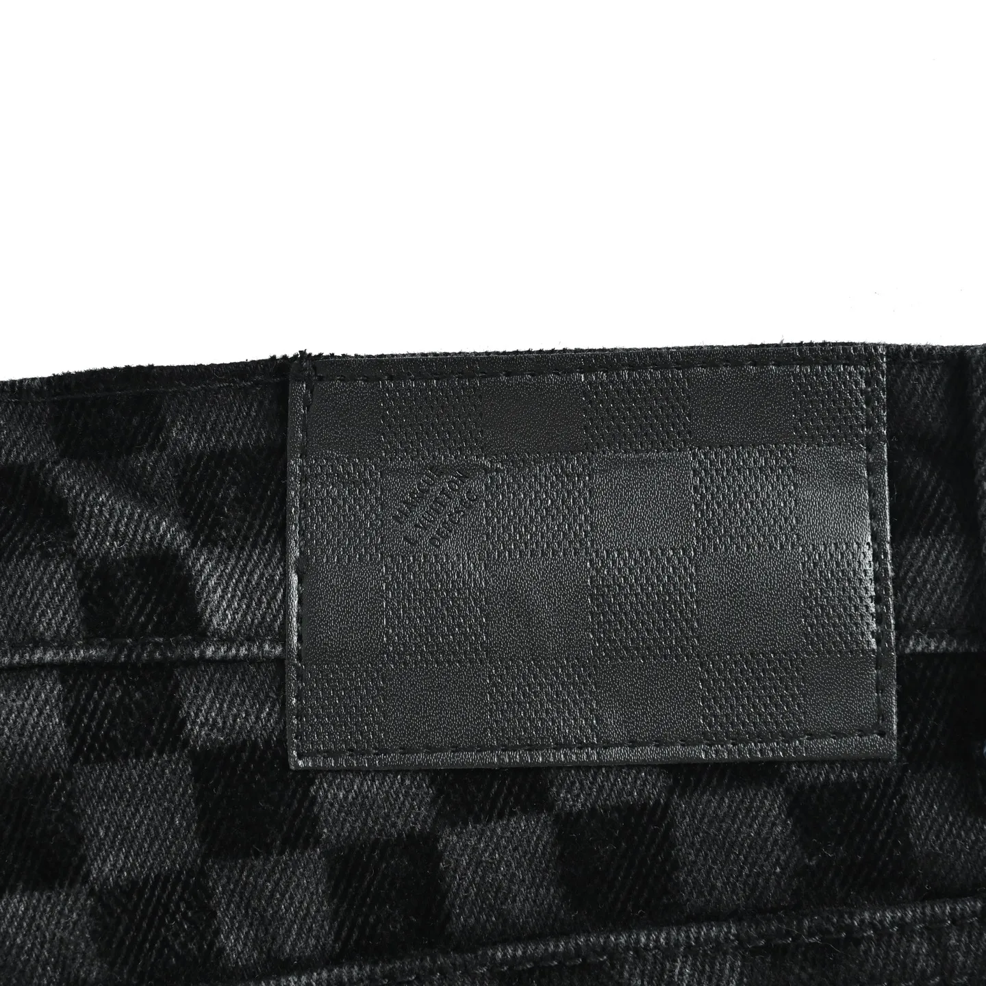 Louis Vuitton/Louis Vuitton mosaic flocking checkerboard patchwork jeans